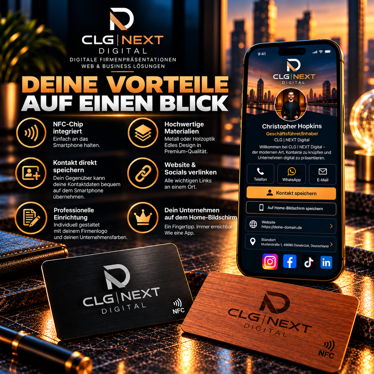 CLG NEXT Digital Card – Dein Kontakt. Dein Unternehmen. Dauerhaft verbunden.